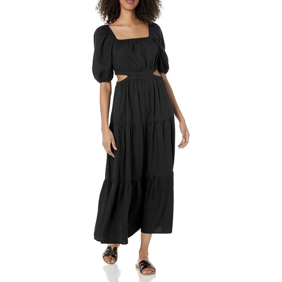 The Drop Dresses & Skirts - The Drop Women's Anaya Square Neck Cut-out Tiered Maxi Dress, Black, L,‎ NWT
